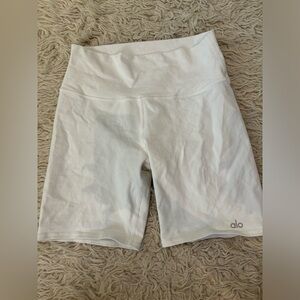 ALO Yoga White Bike Shorts High-Waisted Moisture-Wicking